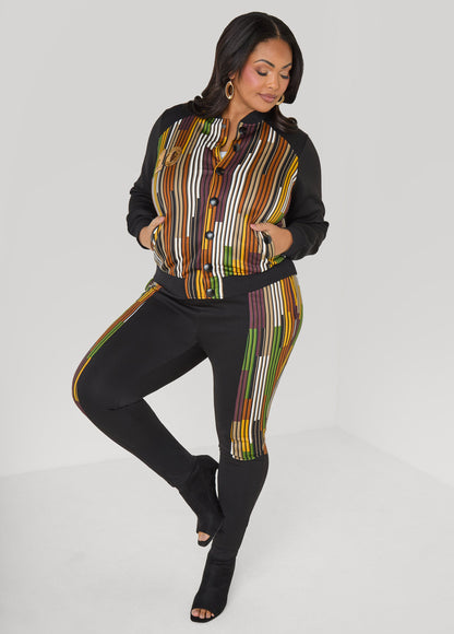 Ashley Stewart 10 Appliqued Striped Track Jacket Multi