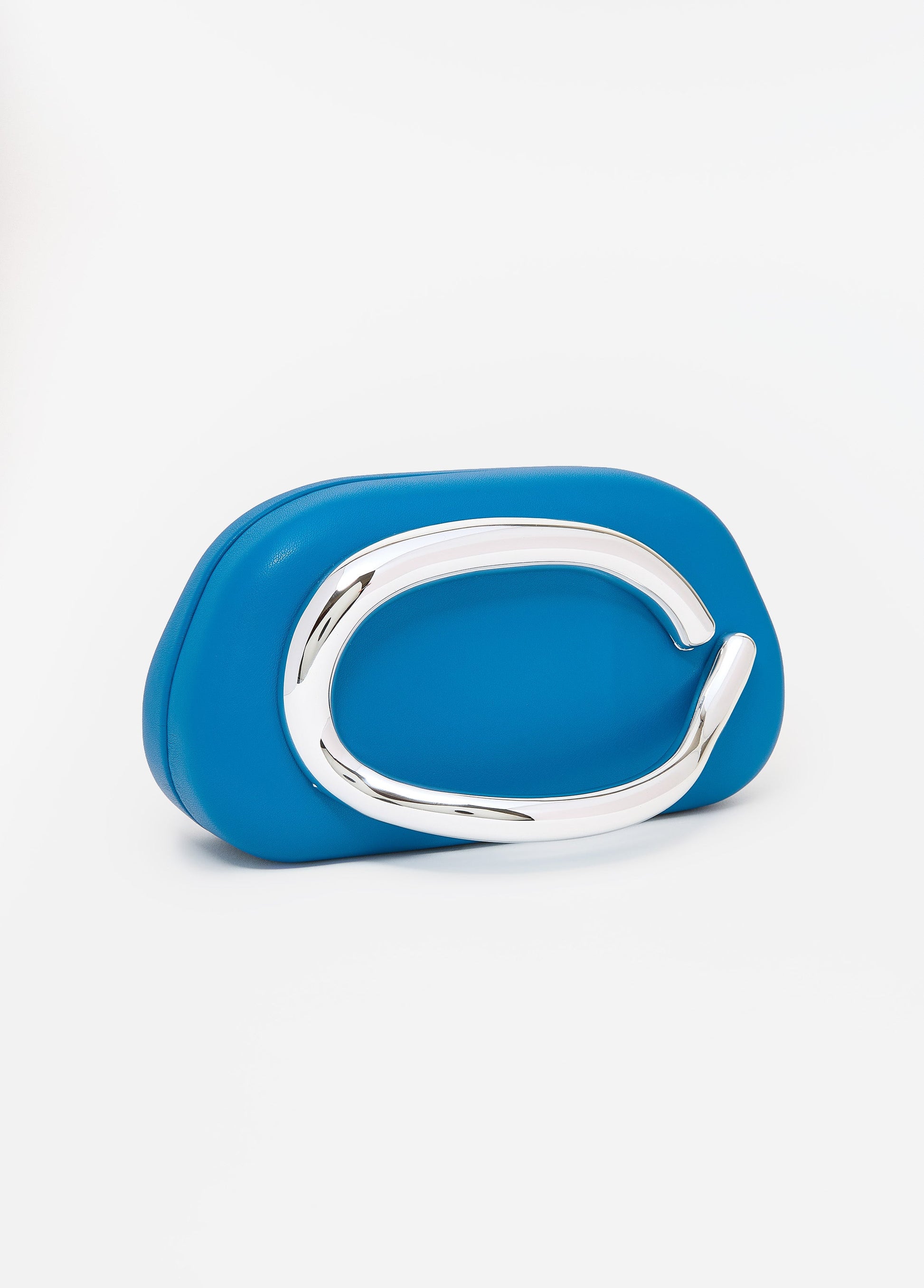 Ashley Stewart Sculptural Faux Leather Clutch Victoria Blue