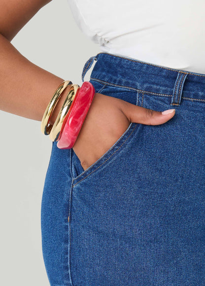 Ashley Stewart Three Piece Marble Bangle Set Calypso Coral