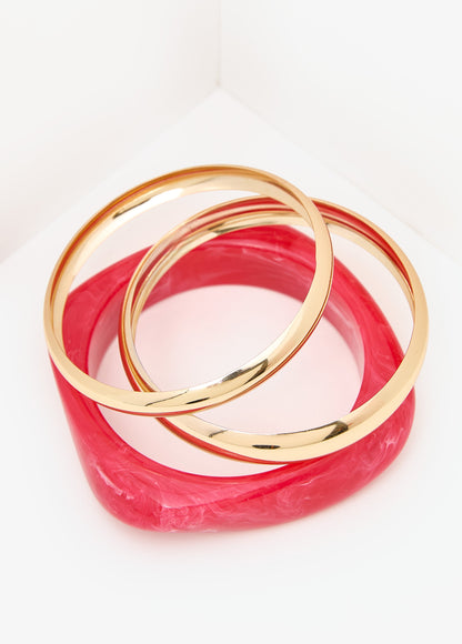 Ashley Stewart Three Piece Marble Bangle Set Calypso Coral