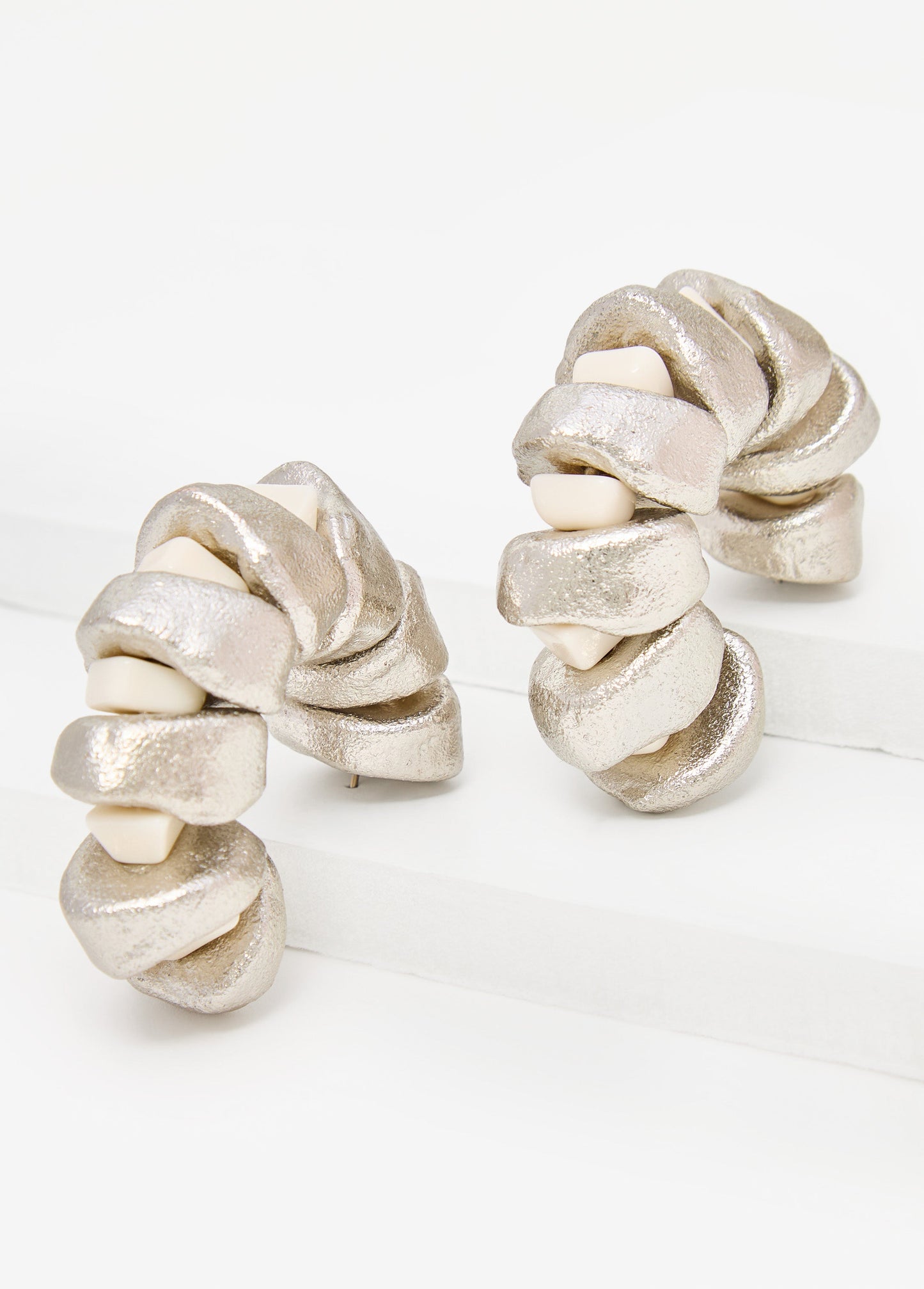 Ashley Stewart Silver And Stone Hoop Earrings Silver