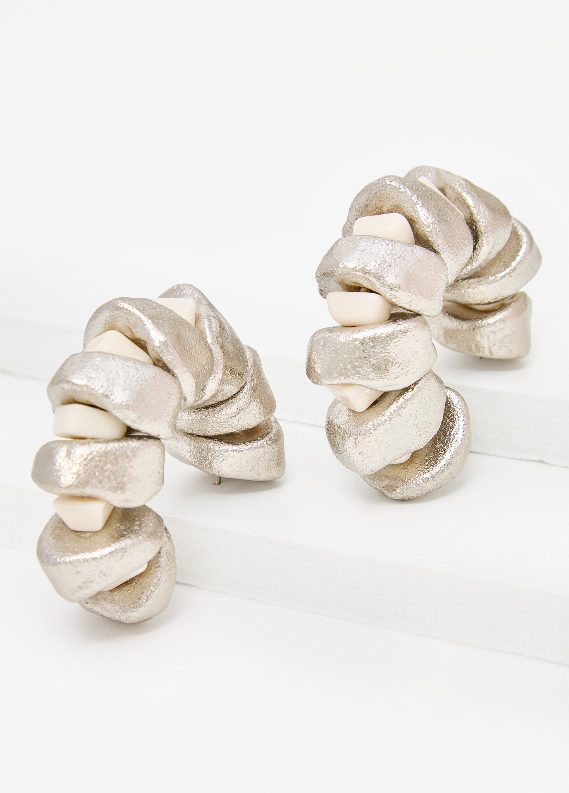 Ashley Stewart Silver And Stone Hoop Earrings Silver