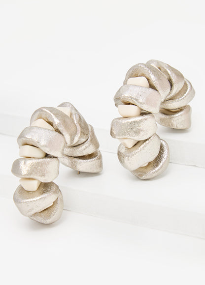 Ashley Stewart Silver And Stone Hoop Earrings Silver