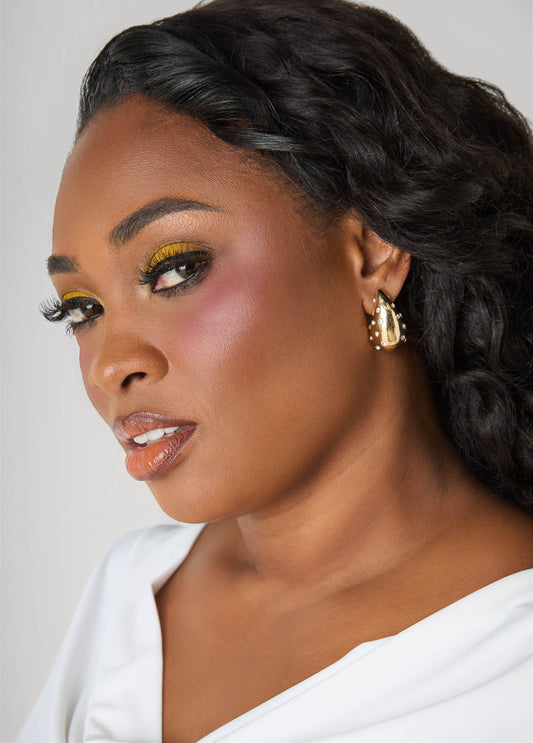 Ashley Stewart Crystal Gold Teardrop Earrings Gold