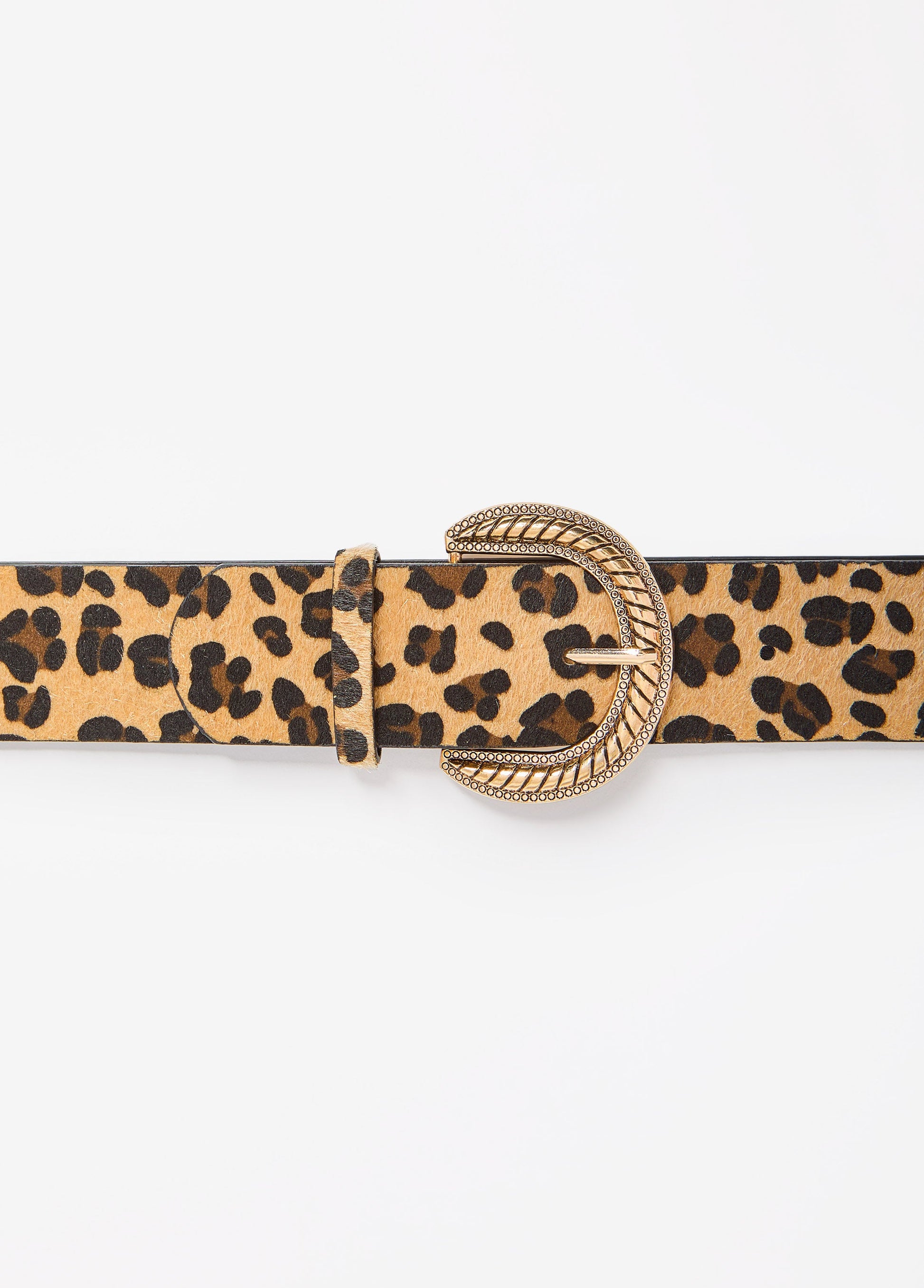 Ashley Stewart Animal Faux Calf Hair Belt Brown Animal