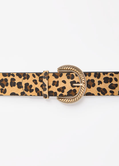 Ashley Stewart Animal Faux Calf Hair Belt Brown Animal