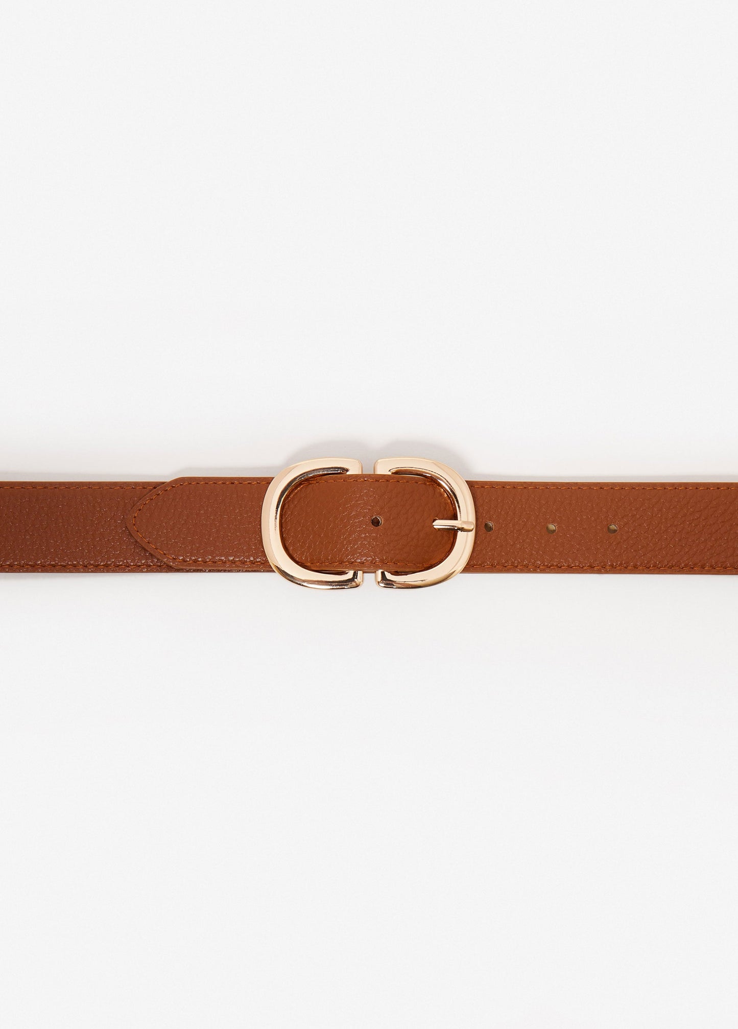 Ashley Stewart Buckled Faux Leather Waist Belt Cognac