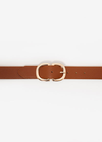 Ashley Stewart Buckled Faux Leather Waist Belt Cognac
