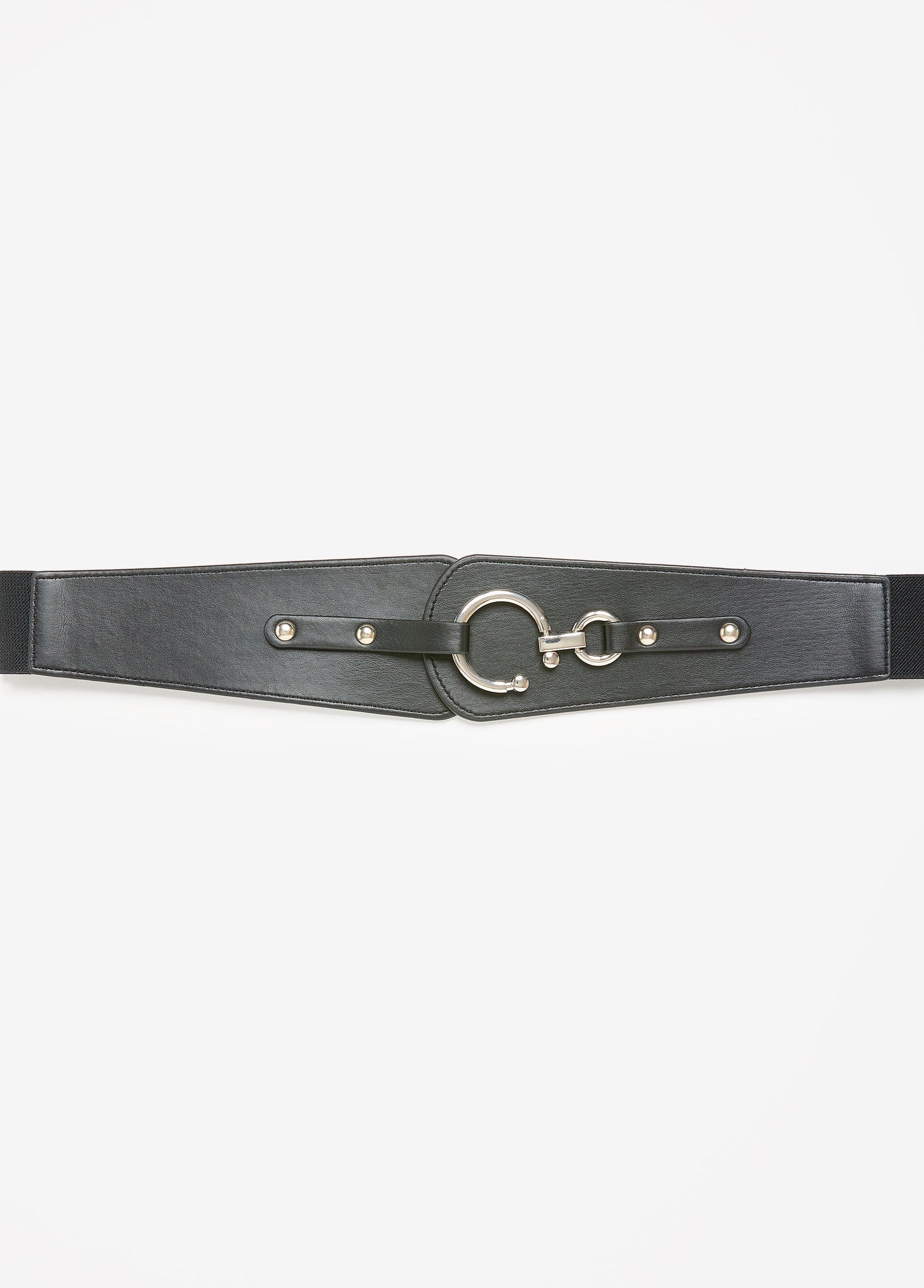 Ashley Stewart Bull Ring Buckle Stretch Belt Black