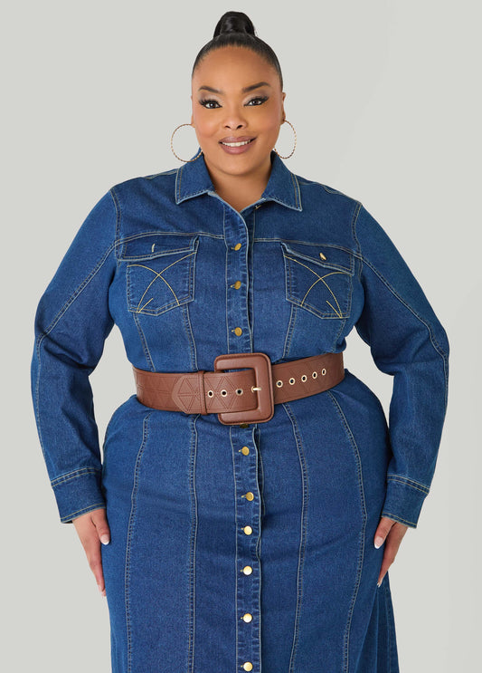 Ashley Stewart Quilted Faux Leather Belt Potting Soil