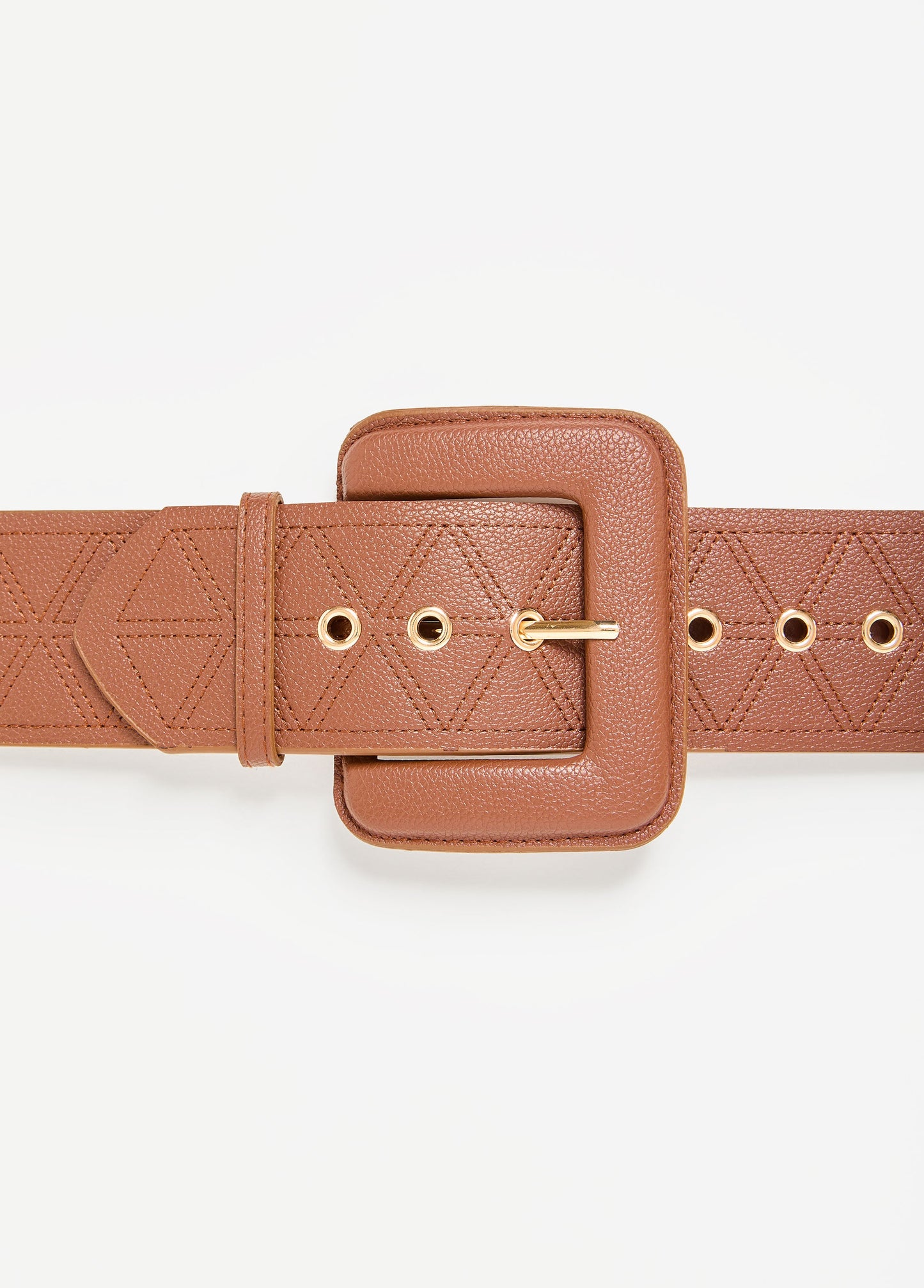 Ashley Stewart Quilted Faux Leather Belt Potting Soil