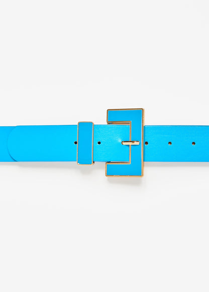 Ashley Stewart Enamel Buckle Belt Victoria Blue