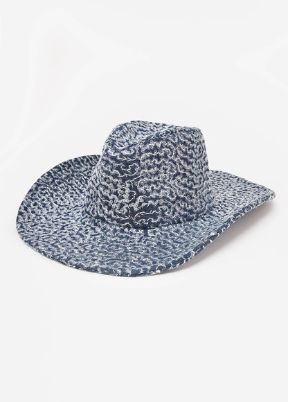 Ashley Stewart Embroidered Sequin Cowboy Hat Blue