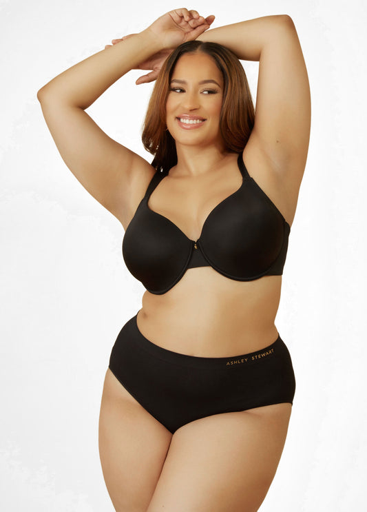 Ashley Stewart Micro Underwired T-Shirt Bra Black