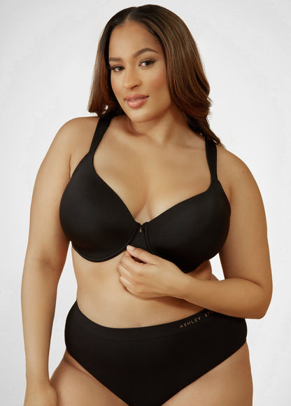 Ashley Stewart Micro Underwired T-Shirt Bra Black