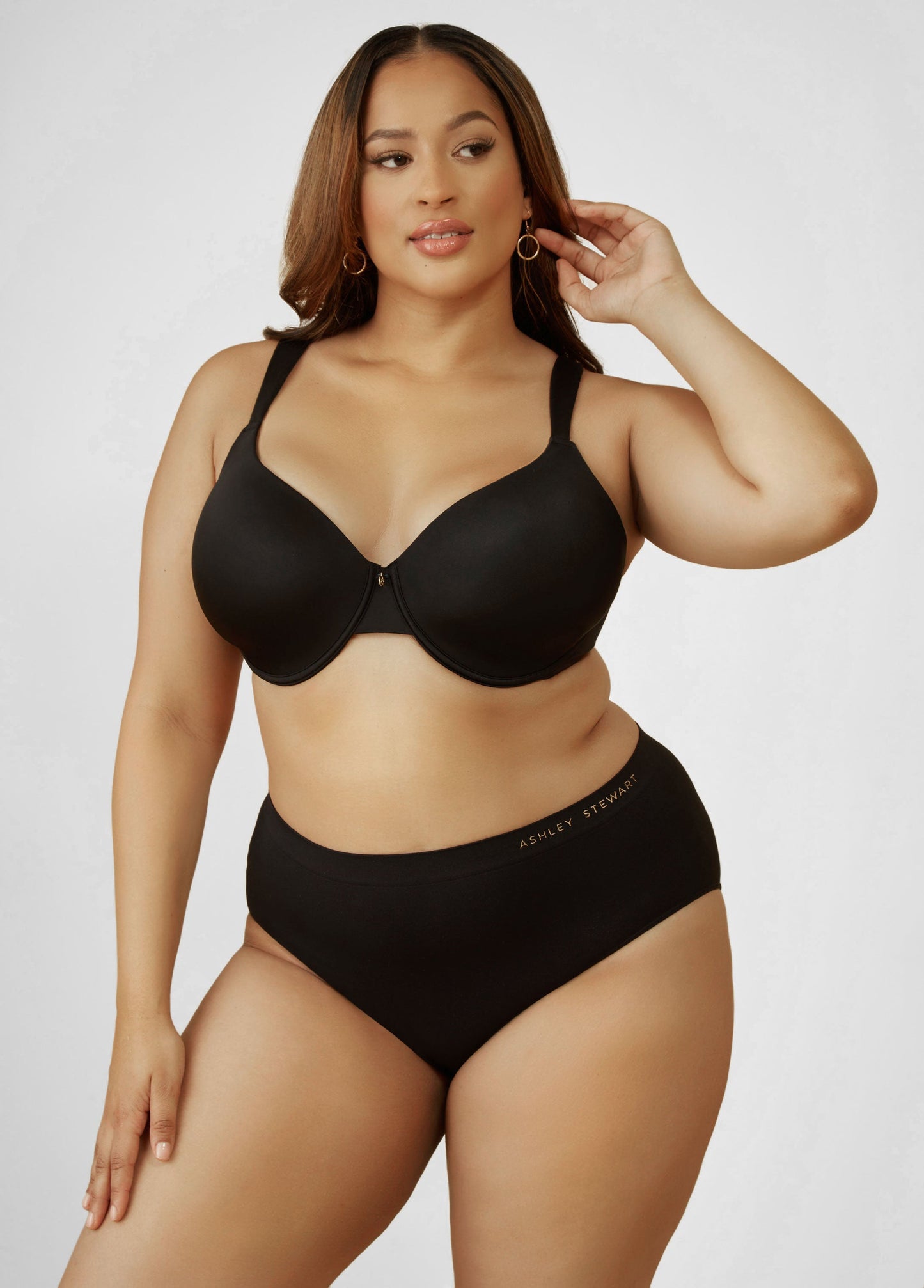 Ashley Stewart Micro Underwired T-Shirt Bra Black