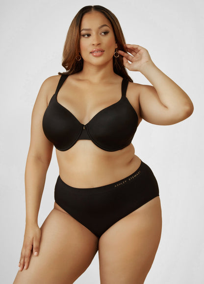 Ashley Stewart Micro Underwired T-Shirt Bra Black