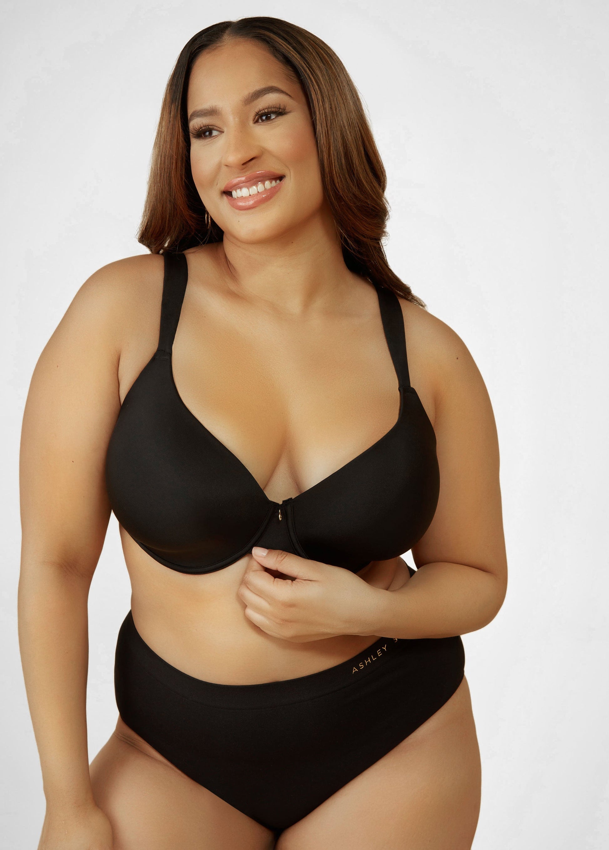 Ashley Stewart Micro Underwired T-Shirt Bra Black