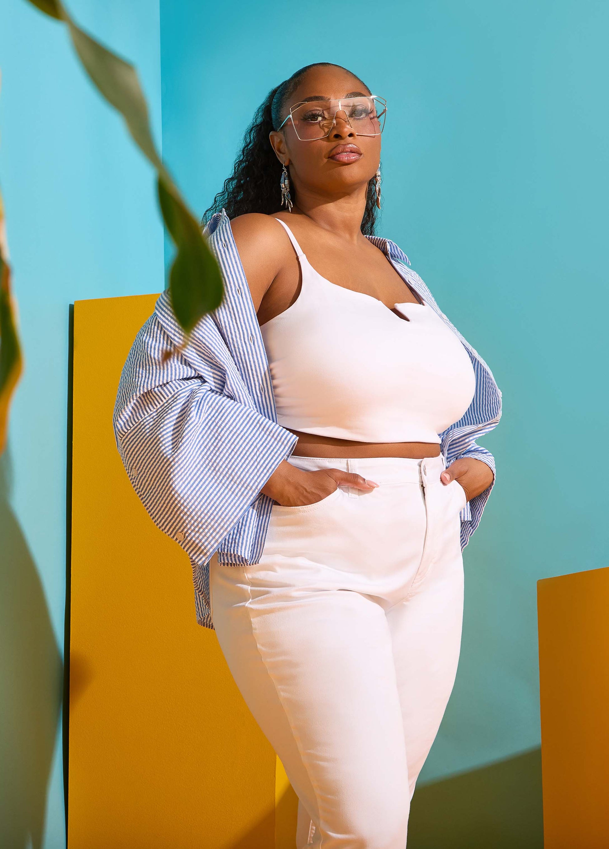Ashley Stewart Seersucker Cotton Shirt Blue