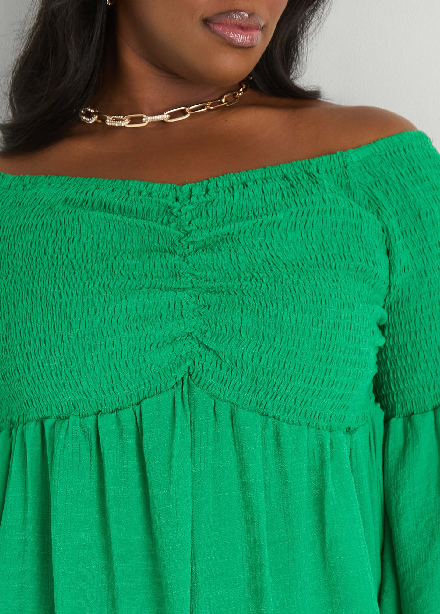 Ashley Stewart Off The Shoulder Smocked Top White