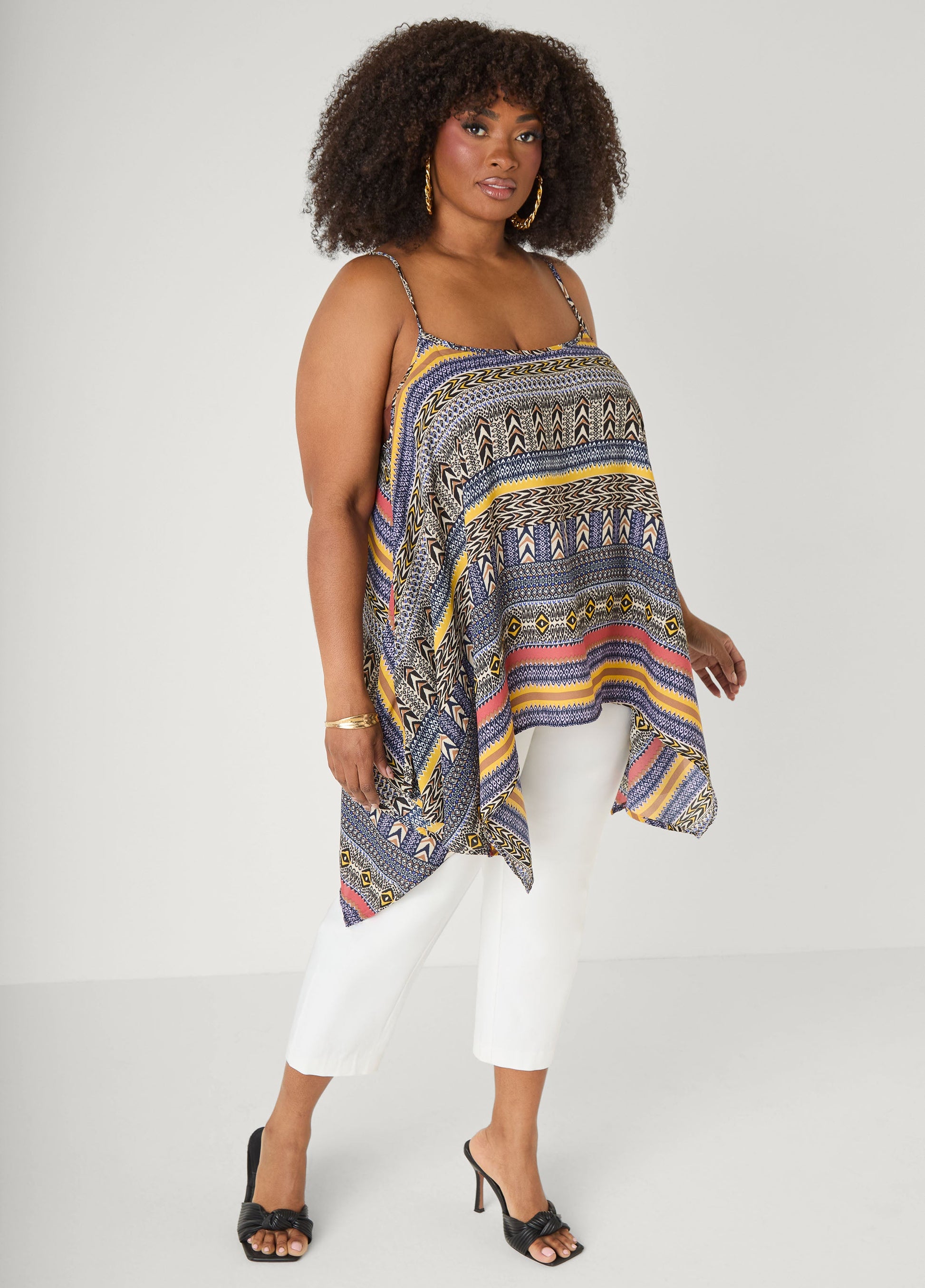 Ashley Stewart Printed Handkerchief Tank Red