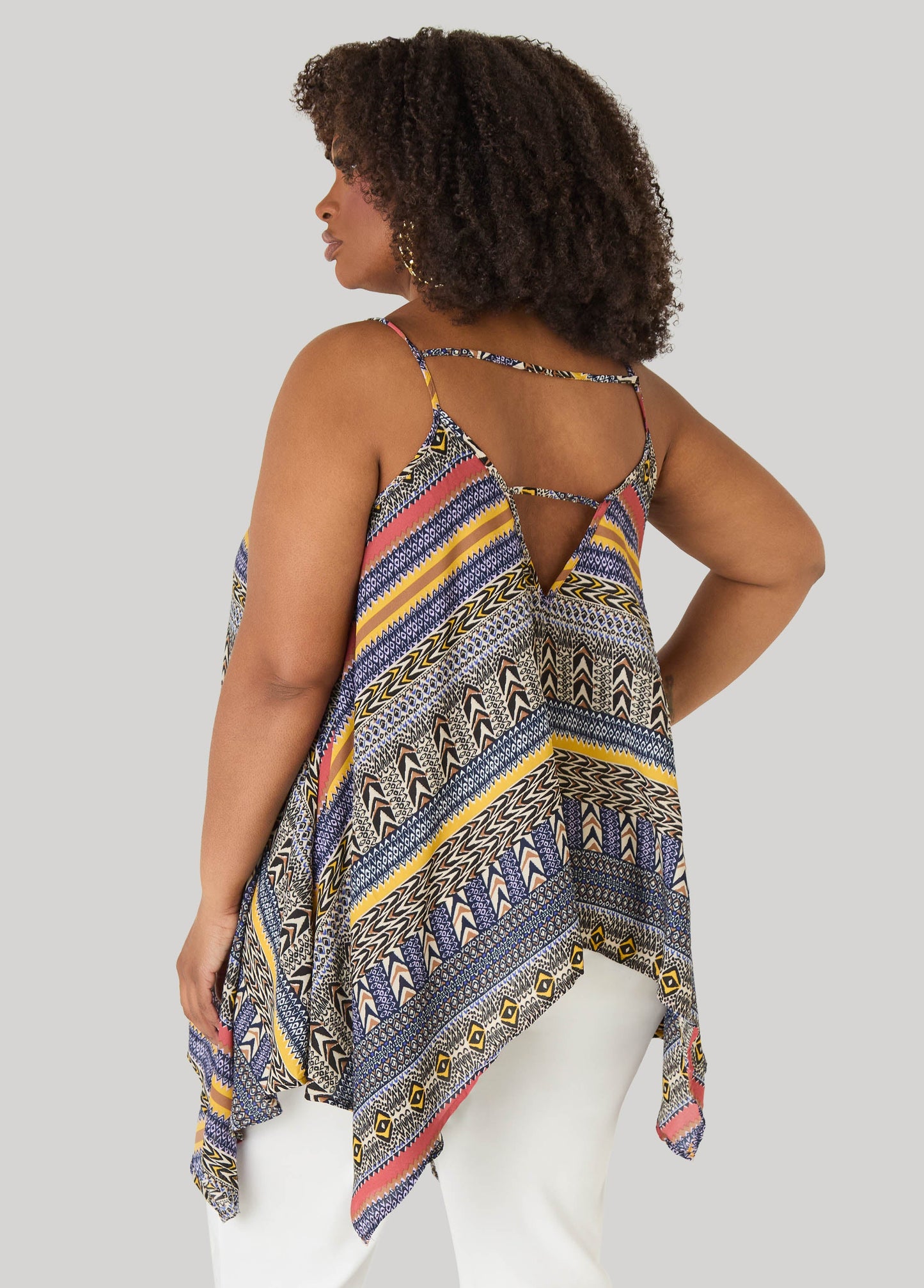 Ashley Stewart Printed Handkerchief Tank Red