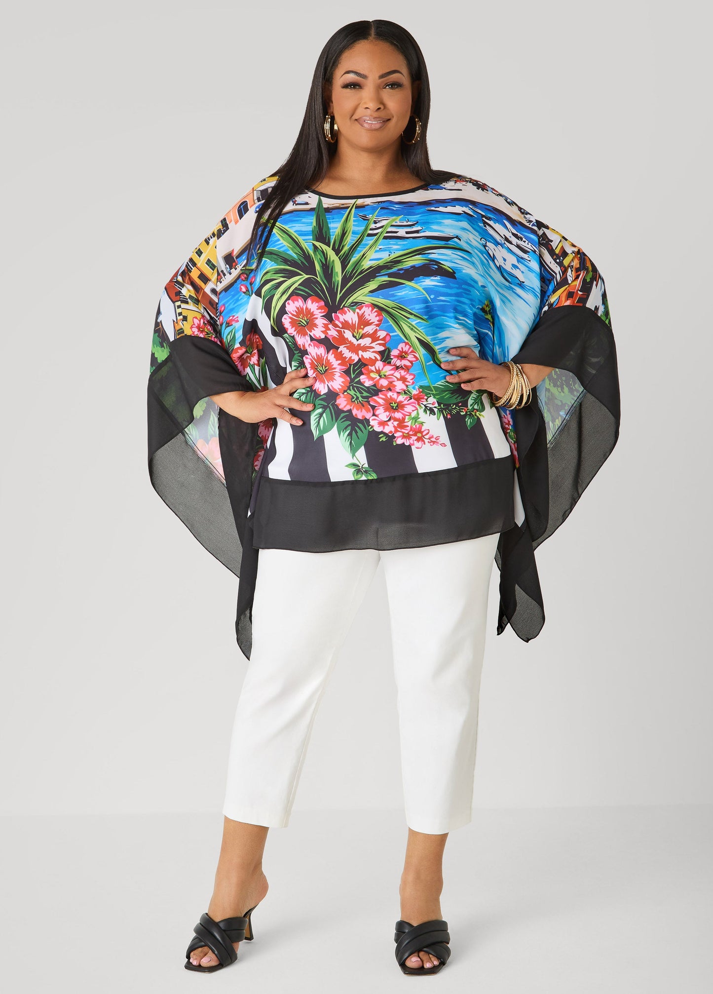 Ashley Stewart Printed Crepe Tunic Multi