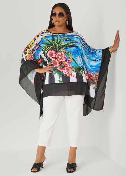 Ashley Stewart Printed Crepe Tunic Multi