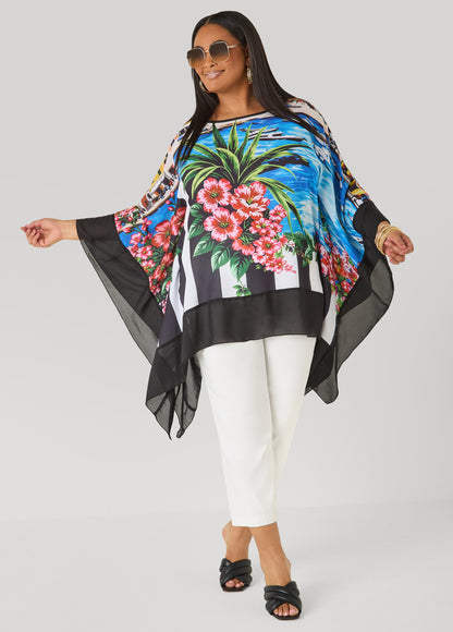 Ashley Stewart Printed Crepe Tunic Multi