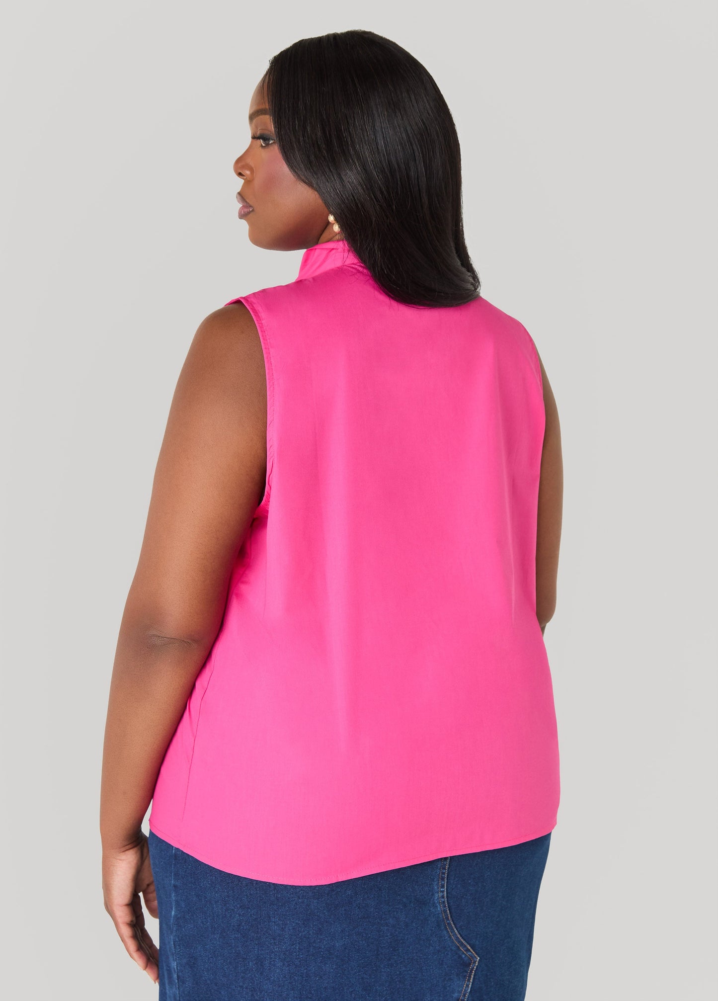 Ashley Stewart Blessed Tie Neck Top Fuchsia