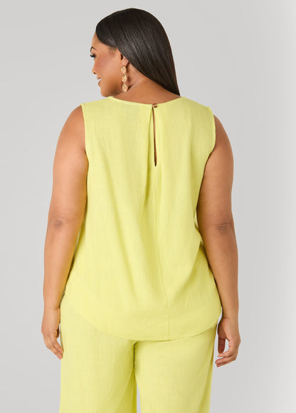 Ashley Stewart Linen Blend Top White