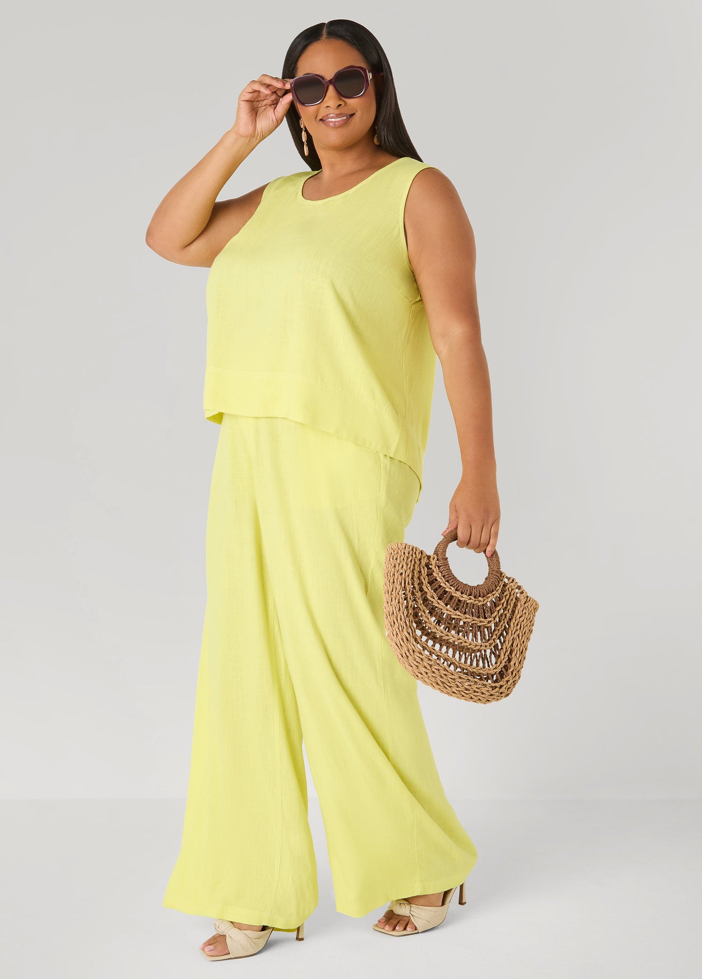 Ashley Stewart Linen Blend Top White