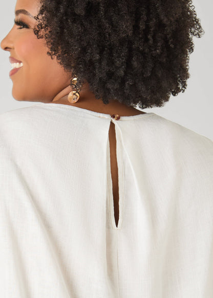 Ashley Stewart Linen Blend Top White