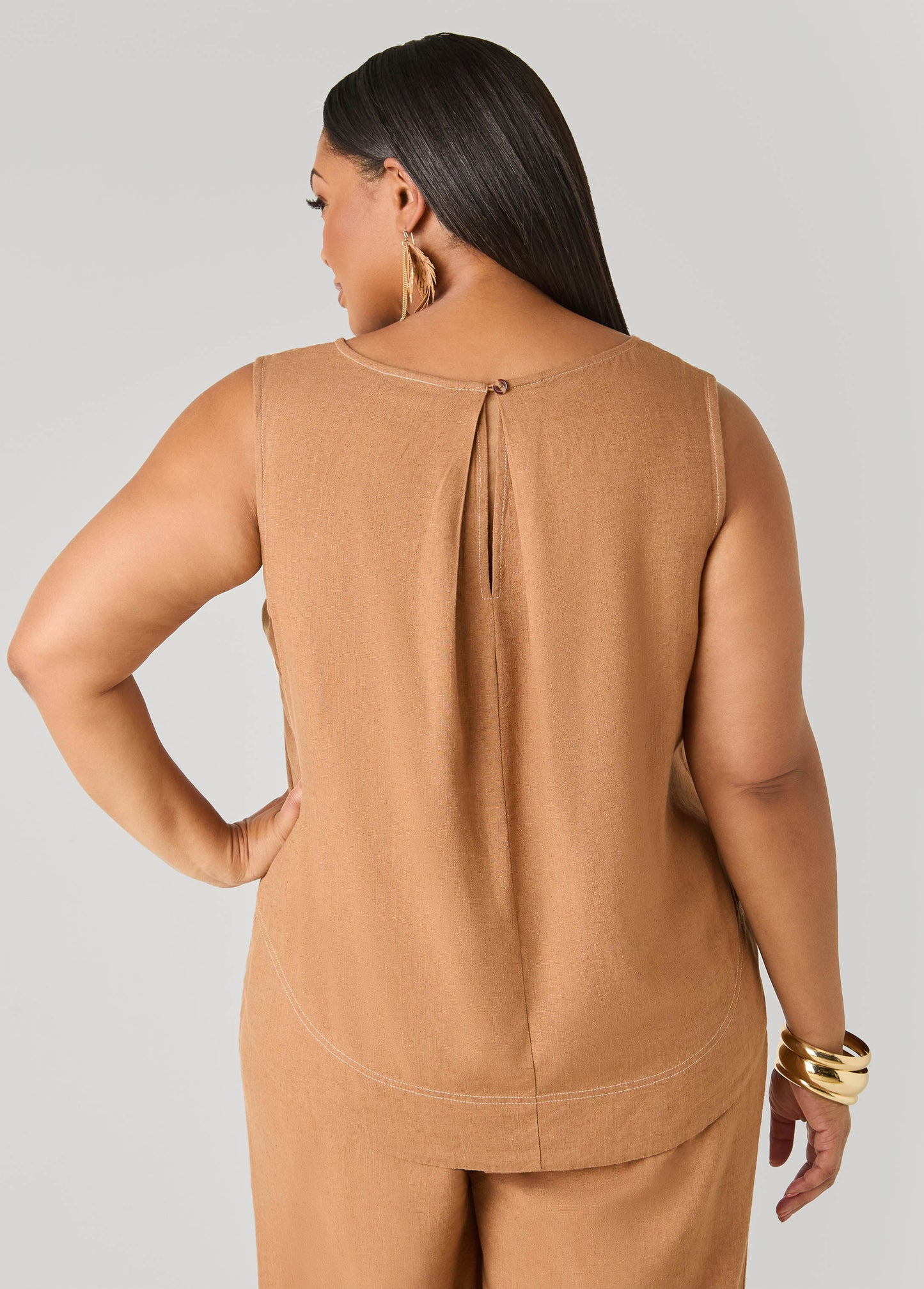 Ashley Stewart Linen Blend Top White