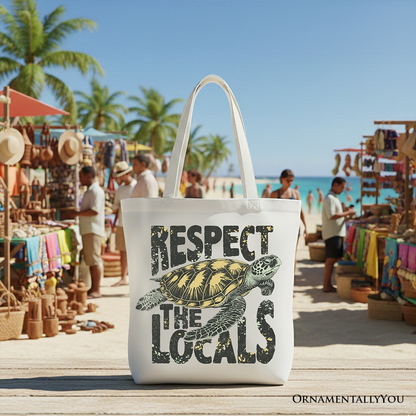 Ashley Stewart Respect the Locals Turtles Tote Bag White
