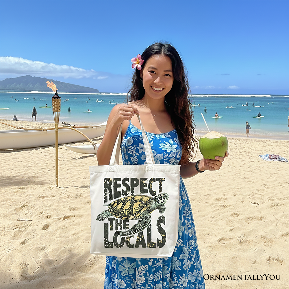 Ashley Stewart Respect the Locals Turtles Tote Bag White