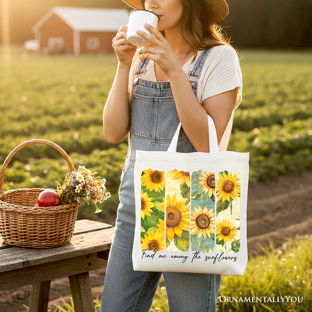 Ashley Stewart Among the Sunflowers Canvas Tote Bag White