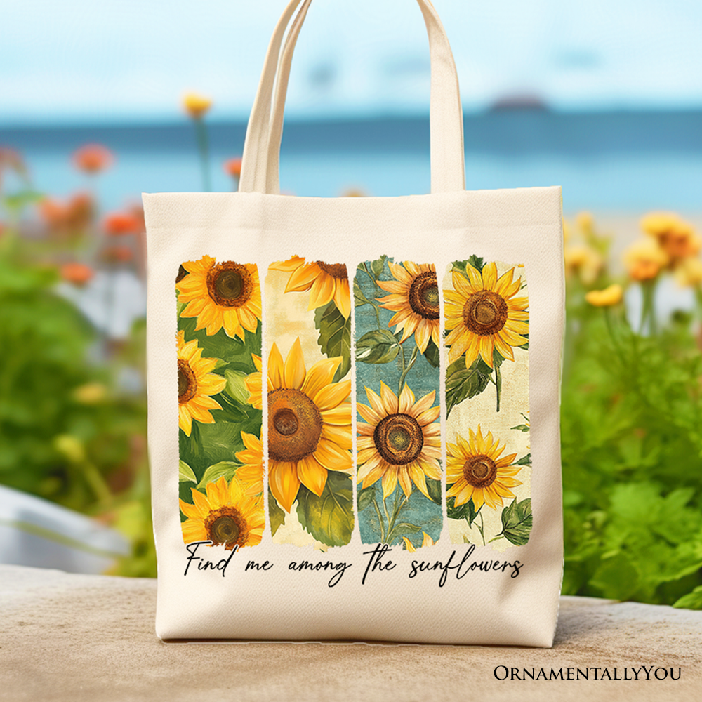 Ashley Stewart Among the Sunflowers Canvas Tote Bag White