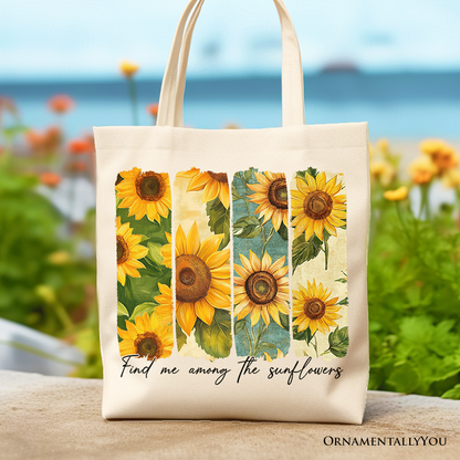 Ashley Stewart Among the Sunflowers Canvas Tote Bag White