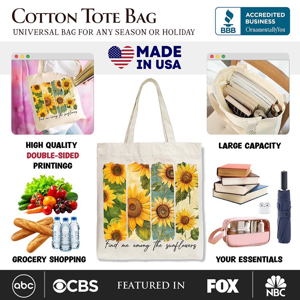 Ashley Stewart Among the Sunflowers Canvas Tote Bag White