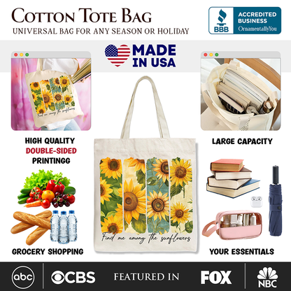 Ashley Stewart Among the Sunflowers Canvas Tote Bag White