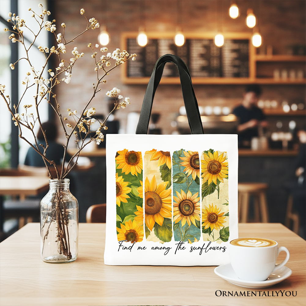 Ashley Stewart Among the Sunflowers Canvas Tote Bag White