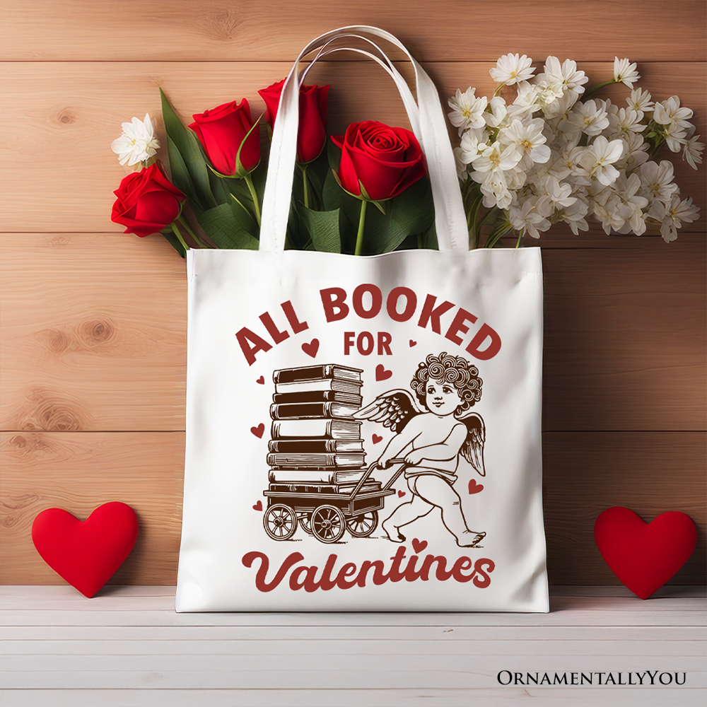 Ashley Stewart All Booked For Valentines Tote Bag White