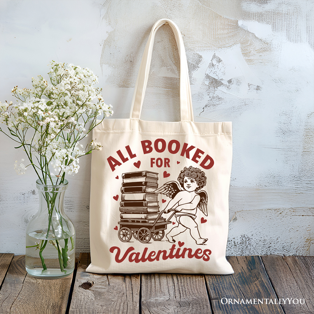 Ashley Stewart All Booked For Valentines Tote Bag White