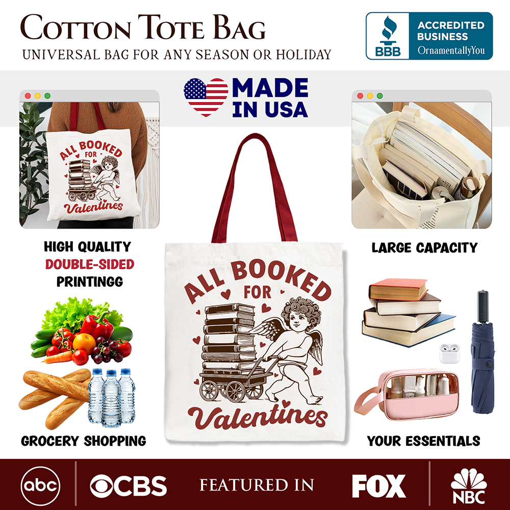 Ashley Stewart All Booked For Valentines Tote Bag White
