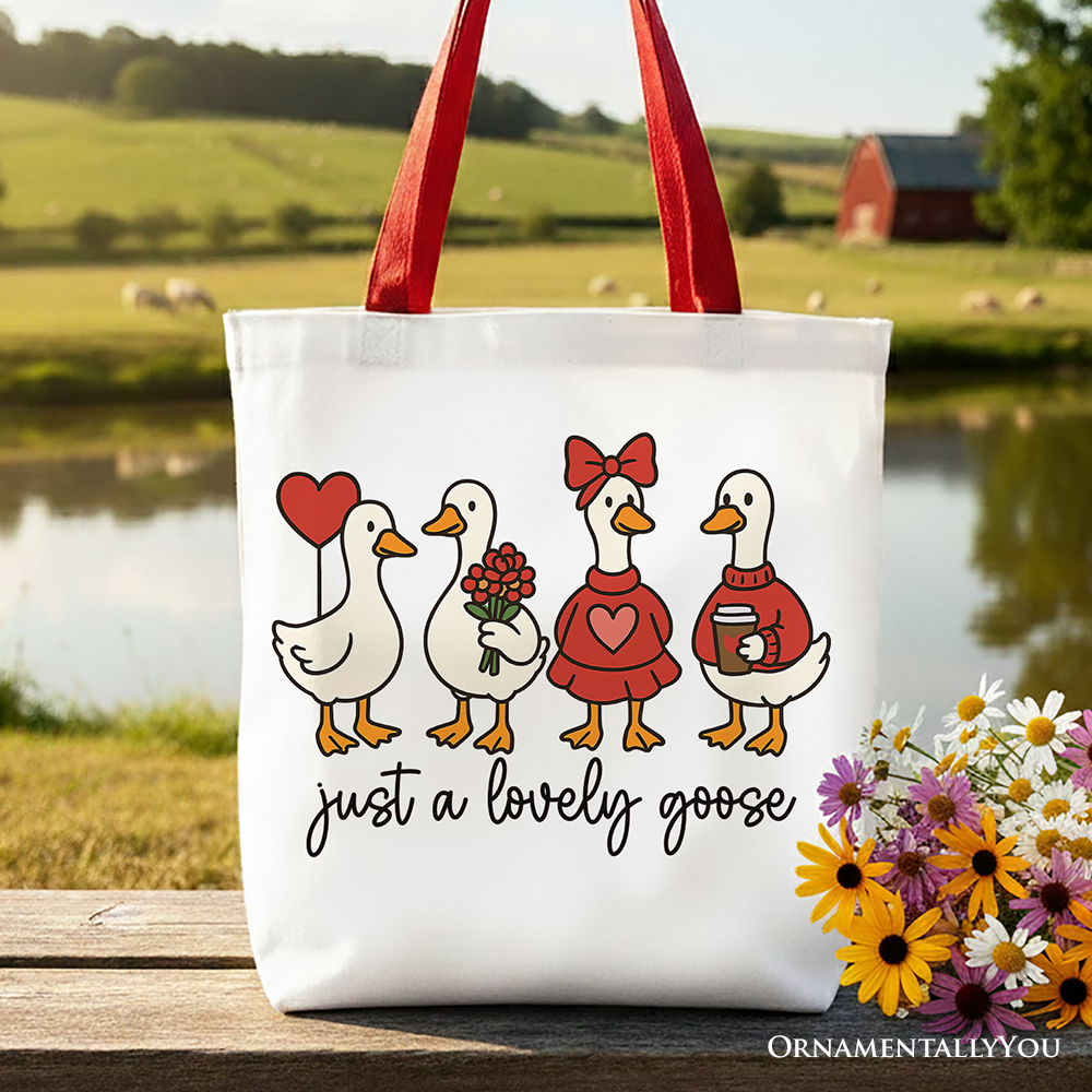 Ashley Stewart Lovely Goose Canvas Tote Bag Beige