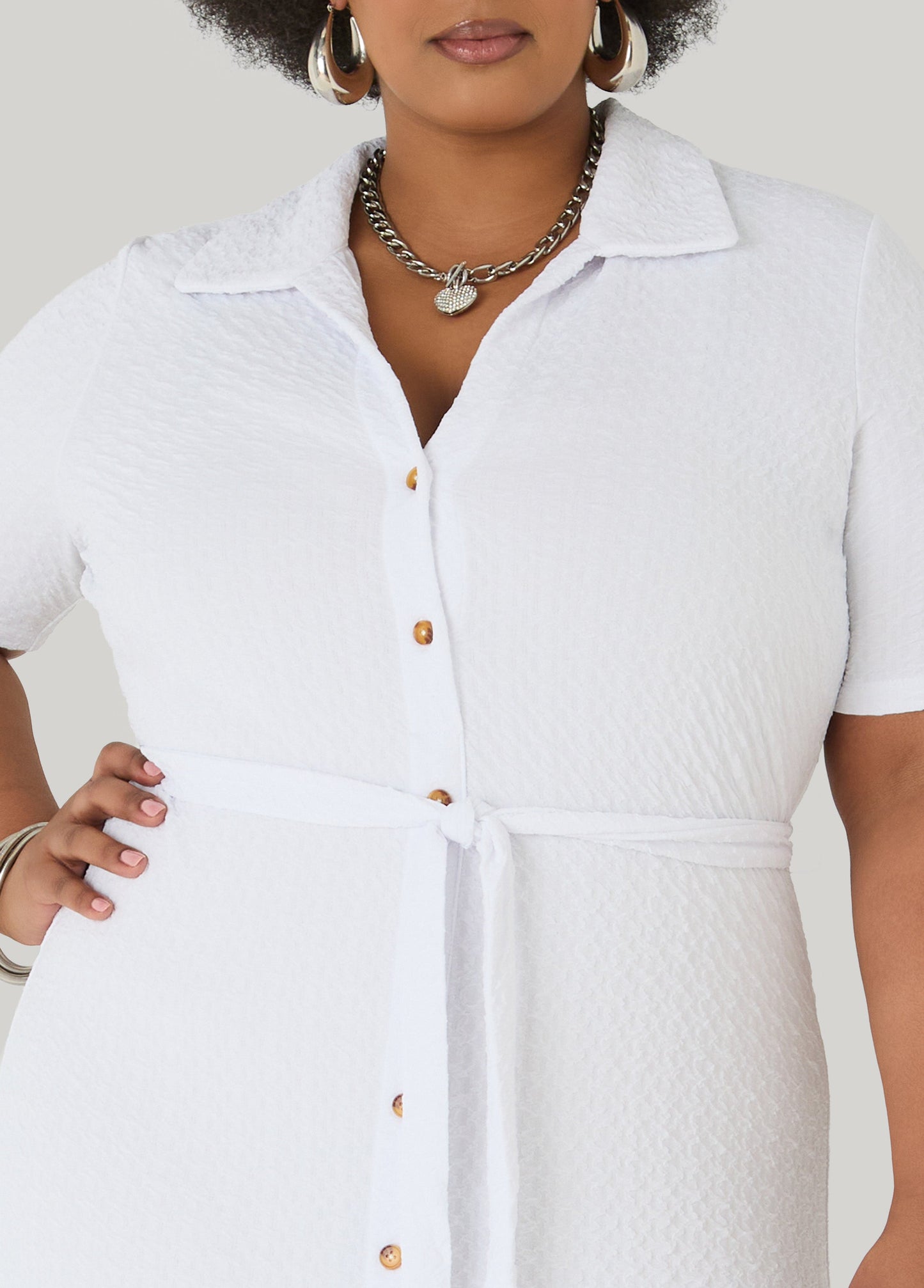 Ashley Stewart Textured Maxi Shirtdress Caribbean Sea