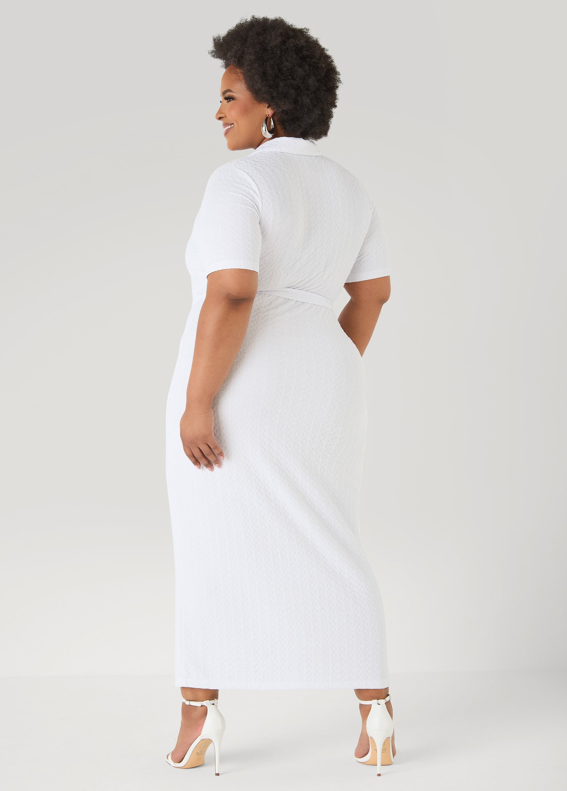 Ashley Stewart Textured Maxi Shirtdress Caribbean Sea