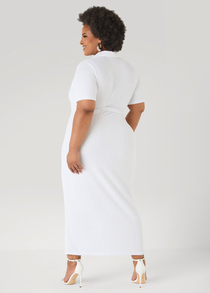 Ashley Stewart Textured Maxi Shirtdress Caribbean Sea