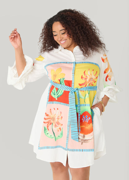 Ashley Stewart Ruffled Amore Shirtdress Multi